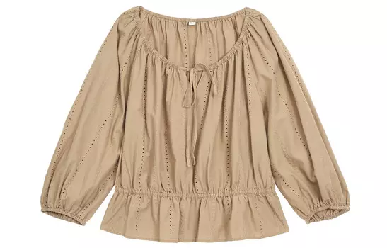 Рубашка женская Uniqlo, темно-бежевый