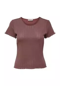 Рубашка женская, волнистый подол, структурированный узор ONLY, цвет Rose Brown