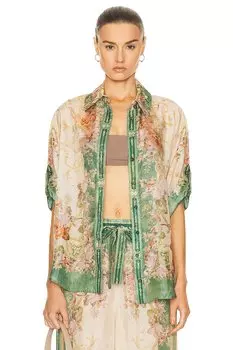 Рубашка Zimmermann August Short Sleeve, цвет Khaki Floral