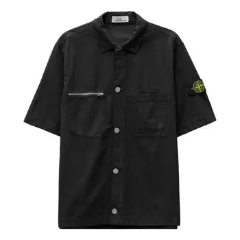Рубашка zip pocket shirt 'black' Stone Island, черный