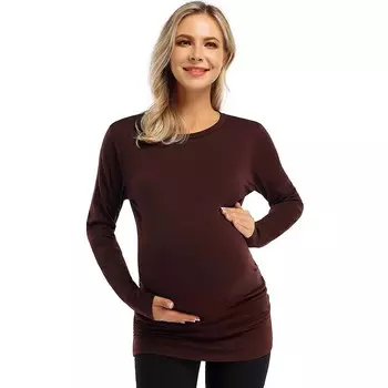 Рубашки для беременных, женские топы с V-образным вырезом и боковой пуговицей, топы больших размеров для женщин, рубашки больших размеров для беременных Coolmee, цвет Coffee