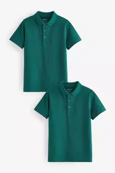 Рубашки поло для школы из 100% хлопка с коротким рукавом (3 16 лет) Next, зеленый