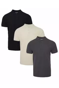 Рубашки поло из хлопкового пике, 3 шт в упаковке Threadbare, черный
