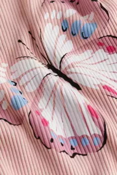 Рубчатая блузка с рюшами H&M, розовый