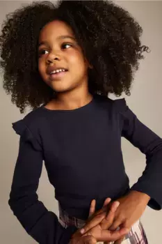 Рубчатая блузка с рюшами H&M, синий