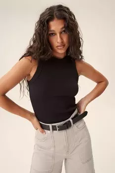 Рубчатая футболка без рукавов боксерского кроя Next, черный