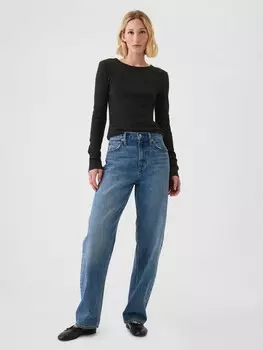 Рубчатая футболка Gap, черный