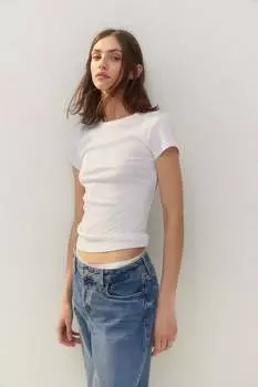 Рубчатая футболка H&M, белый