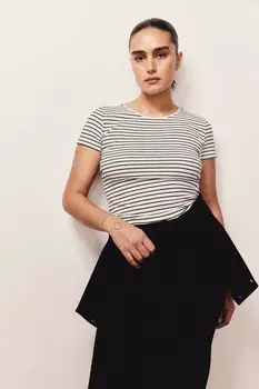 Рубчатая футболка H&M, белый