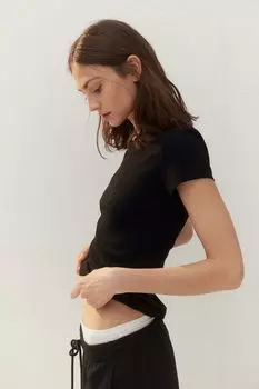 Рубчатая футболка H&M, черный