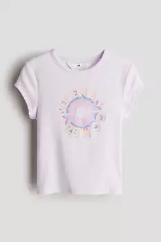Рубчатая футболка H&M, фиолетовый