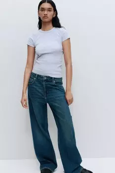 Рубчатая футболка H&M, голубой
