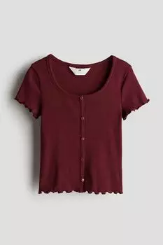 Рубчатая футболка H&M, красный
