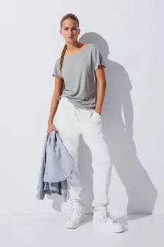 Рубчатая футболка H&M, серый