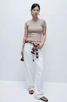 Рубчатая футболка H&M, серый