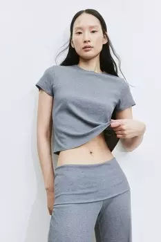 Рубчатая футболка H&M, серый