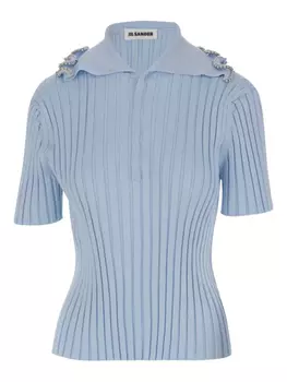 Рубчатая футболка-поло Jil Sander, синий