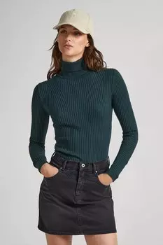 Рубчатая футболка-поло на теле Pepe Jeans London, зеленый