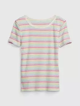 Рубчатая футболка с полосатым рисунком Gap, цвет yellow/pink