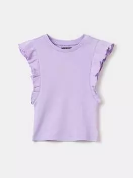 Рубчатая футболка с воланом Ovs, цвет lilac