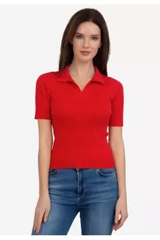 Рубчатая футболка с воротником Sir Raymond Tailor, красный