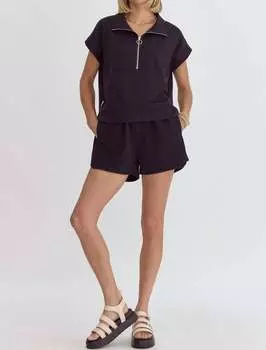 Рубчатые шорты Putting Sugar On Me черного цвета entro