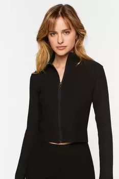 Рубчатый топ на молнии Forever 21, черный
