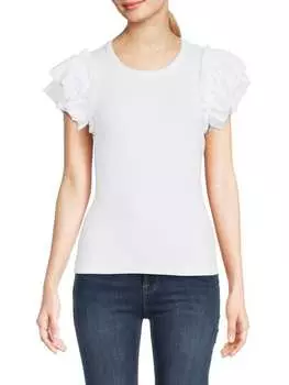 Рубчатый топ с оборками Catherine Malandrino White