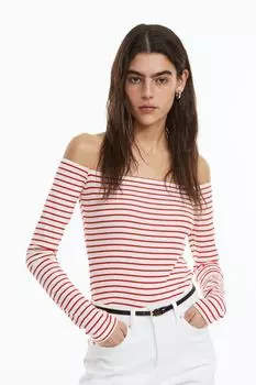 Рубчатый топ с открытыми плечами H&M