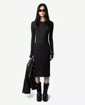 Рубиновое платье миди с люрексом Zadig & Voltaire, черный