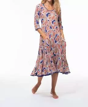 Рубиновый хлопковый сарафан в стиле калипсо с узором пейсли Paisley and Pomegranate, цвет calypso paisley