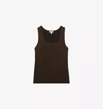 Рубиновый топ без рукавов из эластичного шелка Reiss, цвет chocolate