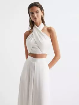 Рубиновый топ с бретелькой на шее Reiss, белый