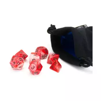 Рубиновый вихрь с черным (7), Dice - 7 Piece Poly Sets - Marble/Swirl (Easy Roller Dice)