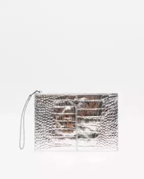 Ручка кошелька под кроко Sfera, серебрянный