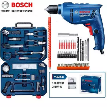 Ручная электрическая дрель Bosch, бытовая электрическая отвертка GBM400, набор инструментов для сверления отверстий