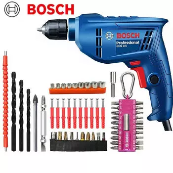 Дрель электрическая Bosch GBM 400 + набор насадок, комплект бит