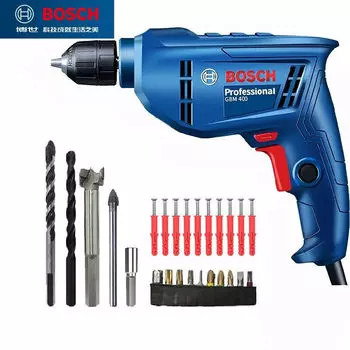Ручная электрическая дрель Bosch, бытовая самоблокирующаяся головка, электрическая отвертка GBM400, набор профессиональных инструментов