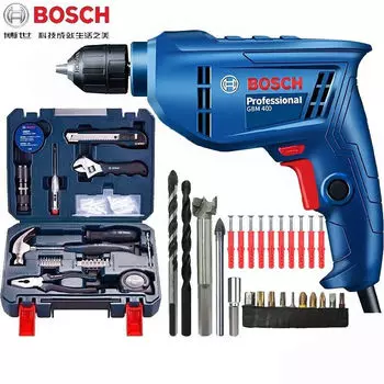 Ручная электрическая дрель Bosch, бытовая самоблокирующаяся головка, электрическая отвертка GBM400, набор профессиональных инструментов