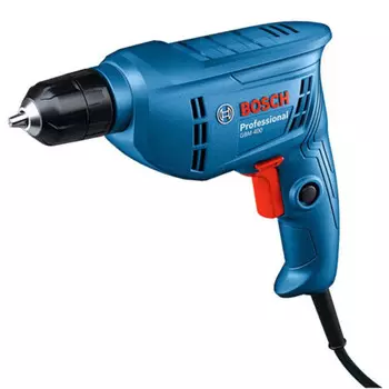 Ручная дрель Bosch GBM-400, электрическая дрель, электрическая отвертка, набор сверлильных инструментов, 400 Вт, самоблокирующаяся версия - металлическая коробка
