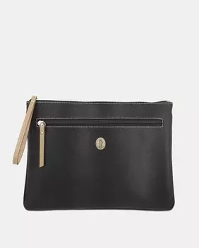 Ручная папка для документов из черной кожи и холста El Potro, черный