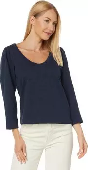 Рукав 3/4, U-образный вырез на пуговицах Lilla P, темно-синий