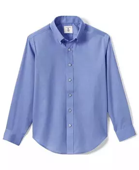 Рукав школьной формы для больших мальчиков без утюга, классическая рубашка Lands' End, белый