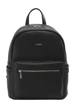 Рюкзак, экокожа, эмблема, однотонный, женский L.CREDI, черный