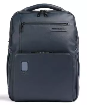 Рюкзак akron 14 из зерненой кожи Piquadro, синий