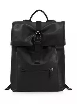 Рюкзак Beck Roll Top из кожи с ребристой поверхностью COACH, черный