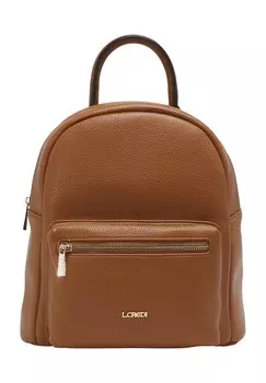 Рюкзак Будапешт, эмблема, однотонный, женский L.CREDI, цвет Cognac