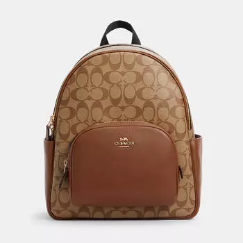 Рюкзак Coach Court Backpack In Signature Canvas, хаки/коричневый