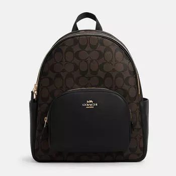 Рюкзак Coach Court Backpack In Signature Canvas, коричневый/чёрный