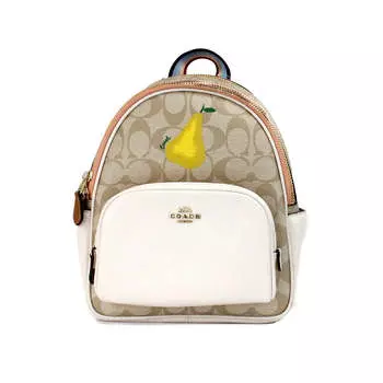 Рюкзак COACH Mini Court Signature Pear Motif через плечо Bookbag Bag Chalk Womens Taffy, цвет multi